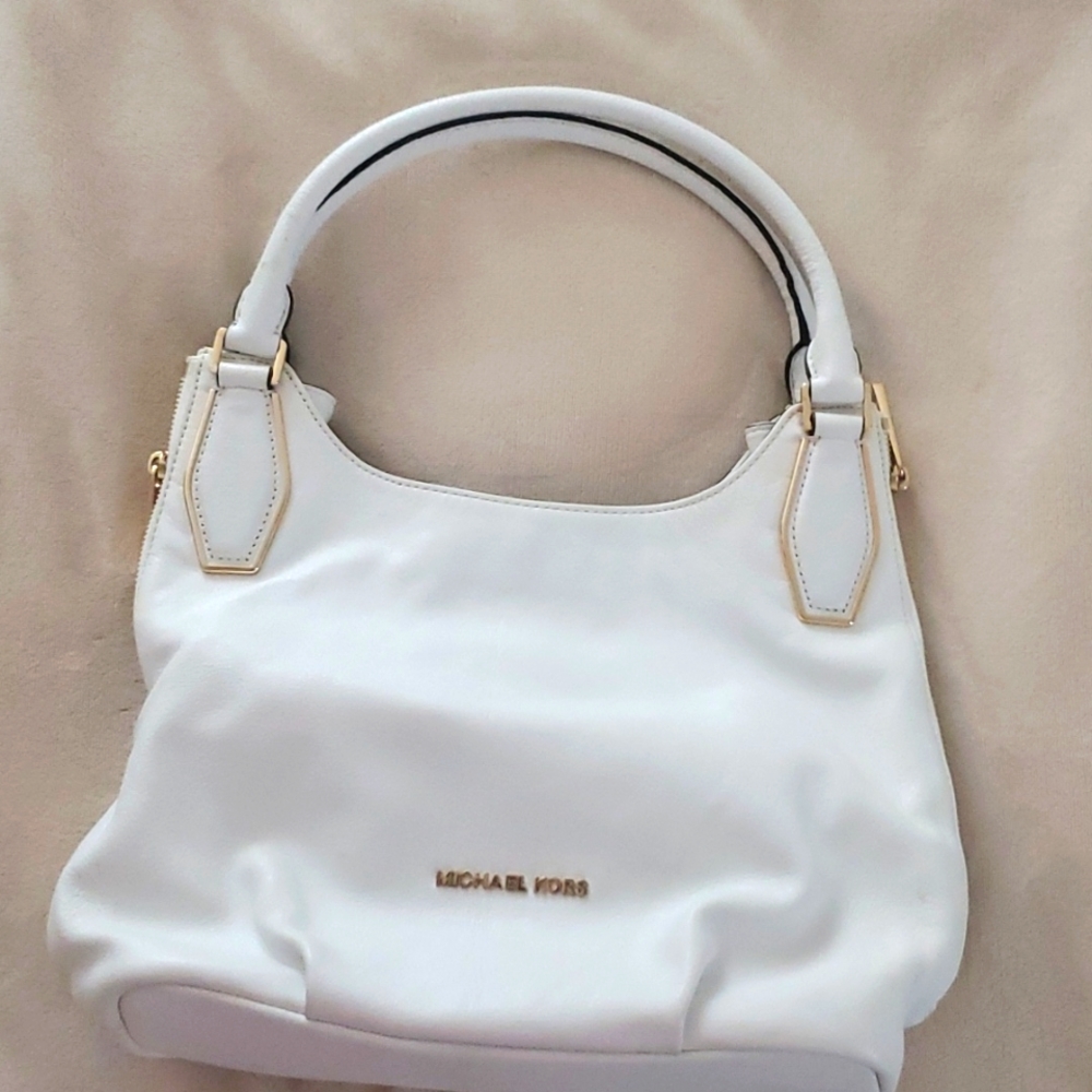 Michael Kors white leather bag